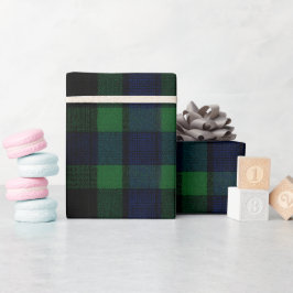 Papel De Regalo Patrón de cuadros escoceses verde bosque y navy pr