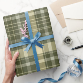 Papel De Regalo Patrón de Cuadros Escoceses Verde Oliva Antiguo