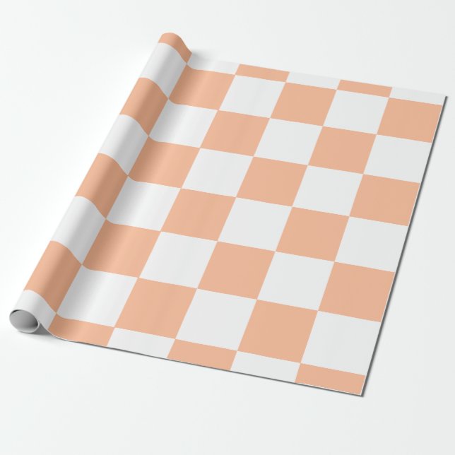 Papel De Regalo Patrón de cuadros gingham de fuzz de melocotón (Desenrollado)