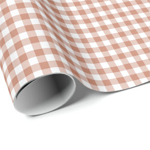 Papel De Regalo Patrón de cuadros gingham marrón