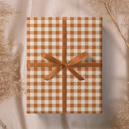 Papel De Regalo Patrón de cuadros gingham naranja quemada de otoño
