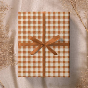Papel De Regalo Patrón de cuadros gingham naranja quemada de otoño