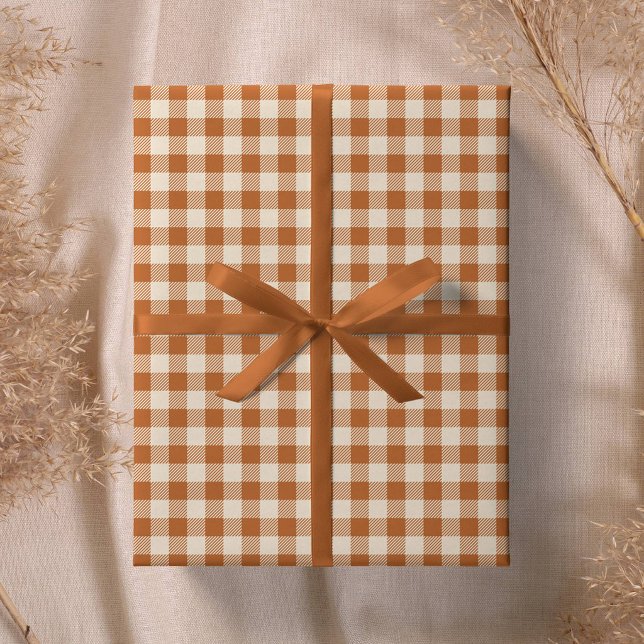 Papel De Regalo Patrón de cuadros gingham naranja quemada de otoño (Subido por el creador)