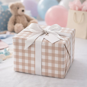 Papel De Regalo Patrón de cuadros gingham rosa y blanco