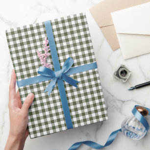 Papel De Regalo Patrón de cuadros gingham verde oliva
