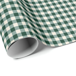 Papel De Regalo Patrón de cuadros gingham verde y beige