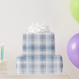 Papel De Regalo Patrón de Cuadros Gris Azul Suave Niebla Costera