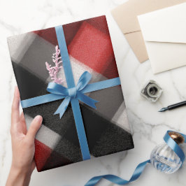 Papel De Regalo Patrón de Cuadros Gris Ceniza de Leñador Rojo Negr