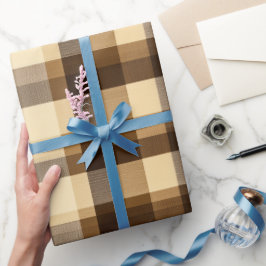 Papel De Regalo Patrón de Cuadros Marrón Agradable Cabaña Trigo