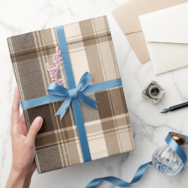 Papel De Regalo Patrón de Cuadros Marrón Agradable Cabaña Trigo