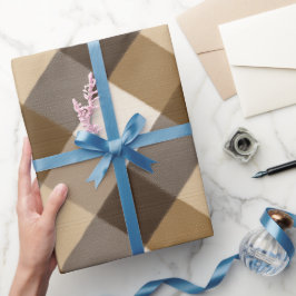 Papel De Regalo Patrón de Cuadros Marrón Agradable Cabaña Trigo