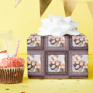 Papel De Regalo Patrón de cuadros moderno Feliz cumpleaños Foto de