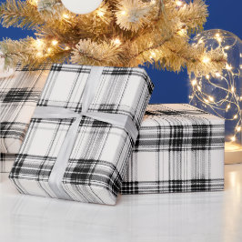 Papel De Regalo Patrón de cuadros monocromo blanco negro elegante