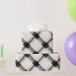 Papel De Regalo Patrón de cuadros monocromo blanco negro elegante