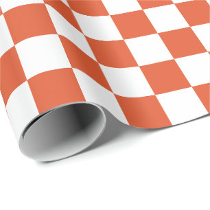 Papel De Regalo Patrón de cuadros naranja y blanco