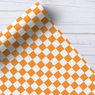Papel De Regalo Patrón de cuadros naranja y blanco