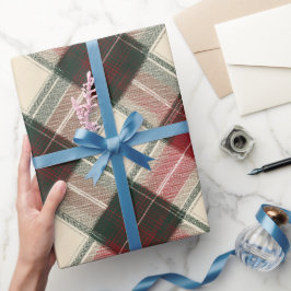Papel De Regalo Patrón de cuadros navideños rojos y verdes de invi