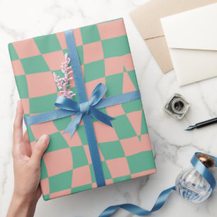 Papel De Regalo Patrón de cuadros ondulados retro de los 70 en col