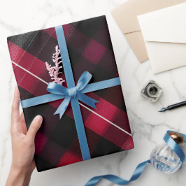 Papel De Regalo Patrón de cuadros rojo oscuro vino tinto negro bor