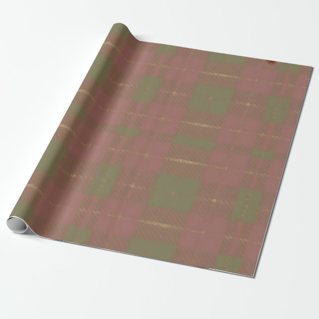 Papel De Regalo Patrón de Cuadros Rojo Verde (Desenrollado)