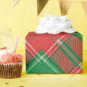 Papel De Regalo Patrón de Cuadros Rojo Verde