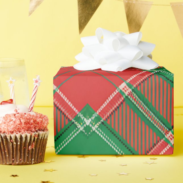 Papel De Regalo Patrón de Cuadros Rojo Verde (Fiesta de cumpleaños )