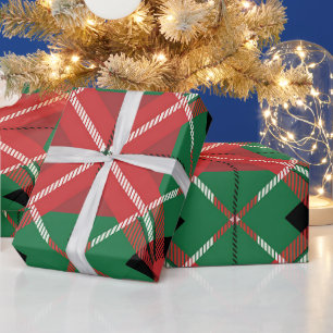 Papel De Regalo Patrón de Cuadros Rojo Verde