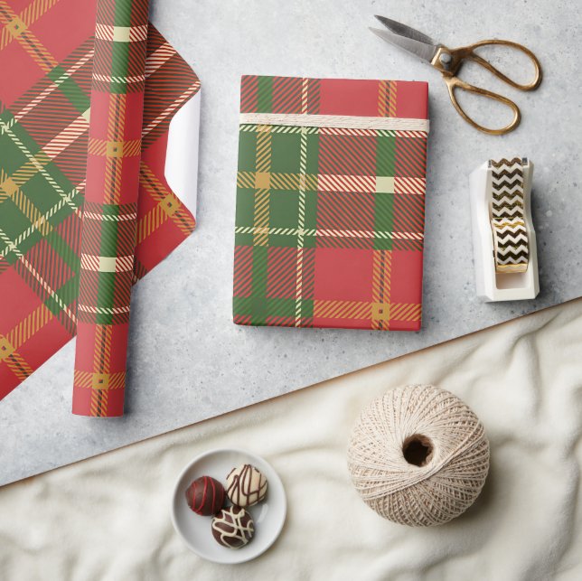 Papel De Regalo Patrón de Cuadros Rojo Verde (Artesanía)