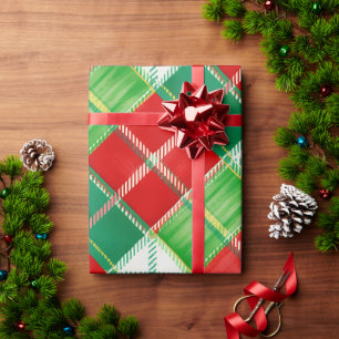 Papel De Regalo Patrón de Cuadros Rojo Verde