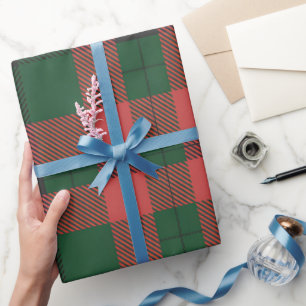 Papel De Regalo Patrón de Cuadros Rojo Verde
