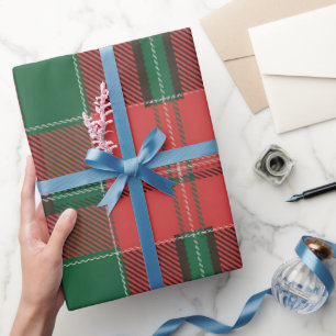 Papel De Regalo Patrón de Cuadros Rojo Verde