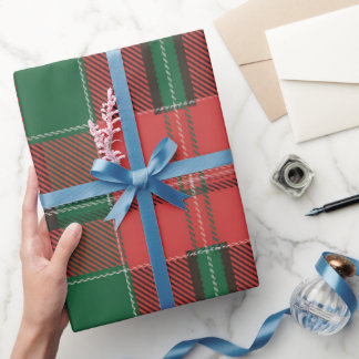 Papel De Regalo Patrón de Cuadros Rojo Verde