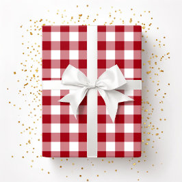 Papel De Regalo Patrón de cuadros rojos de casa de campo rústica
