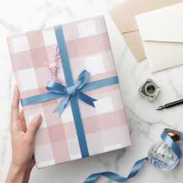 Papel De Regalo Patrón de cuadros rosa claro blanco suave gingham 