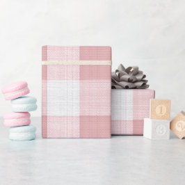 Papel De Regalo Patrón de cuadros rosa claro blanco suave gingham 
