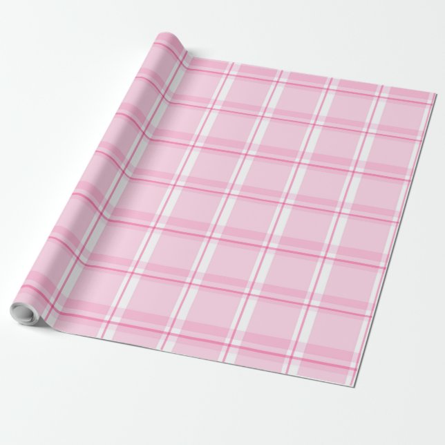 Papel De Regalo Patrón de cuadros rosados (Desenrollado)