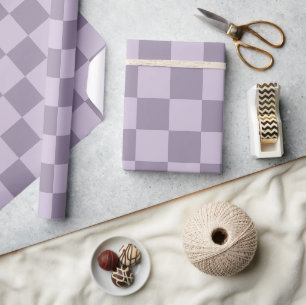 Papel De Regalo Patrón de cuadros suave lavanda minimalista