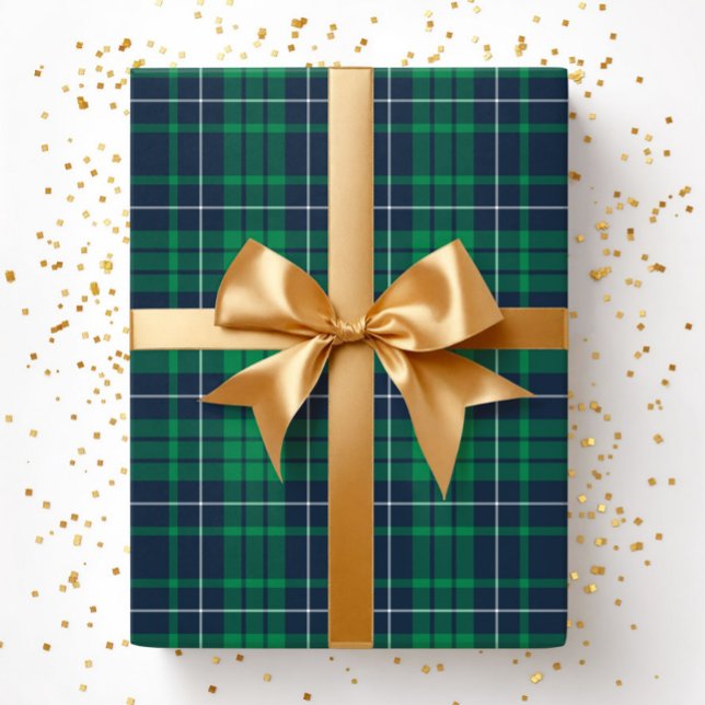 Papel De Regalo Patrón de cuadros verde moderno (Modern Green Plaid Pattern Wrapping Paper)