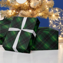 Papel De Regalo Patrón de Cuadros Verde Oscuro Bosque Negro Siempr