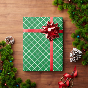 Papel De Regalo Patrón de cuadros verde y blanco del trébol elegan