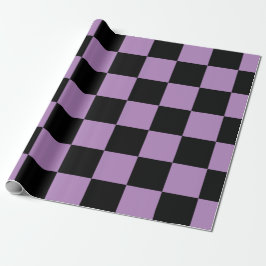 Papel De Regalo Patrón de cuadros violeta y negro