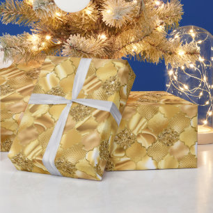 Papel De Regalo Patrón de Cuatrefoil Marroquí Dorado