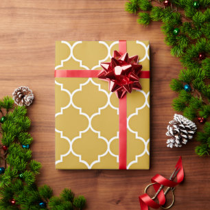Papel De Regalo Patrón de cuatro hojas dorado