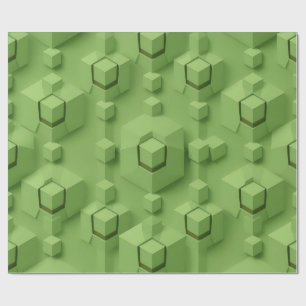 Papel De Regalo Patrón de Cubo Isométrico Verde Menta 3D