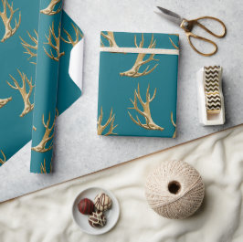 Papel De Regalo Patrón de cuernos azul teal oscuro regalo masculin