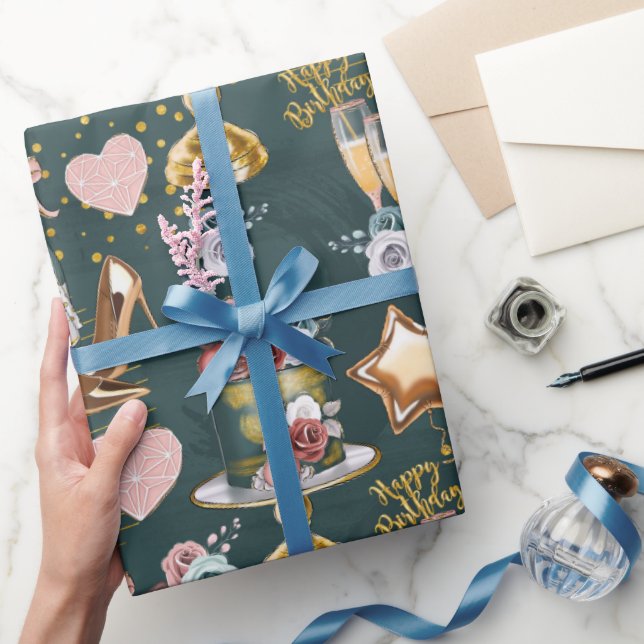 Papel De Regalo Patrón de Cumpleaños  (Regalar)