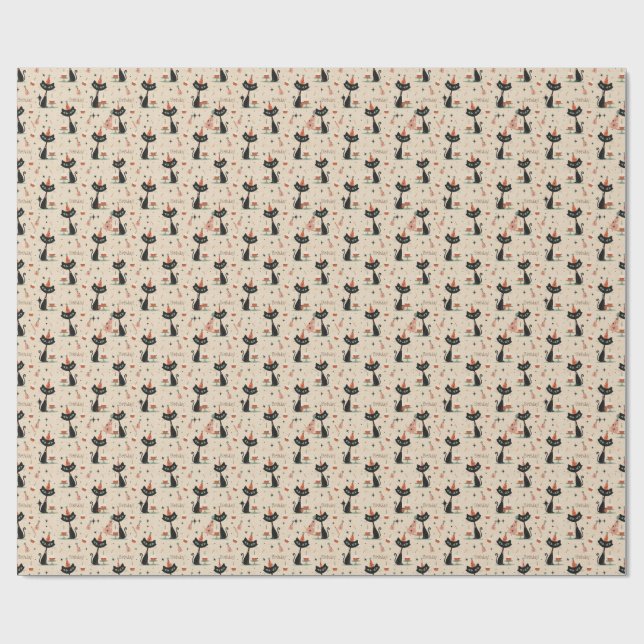 Papel De Regalo     Patrón de cumpleaños de gato atómico de mediad (Superficie plana)