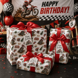 Papel De Regalo Patrón de Cumpleaños de Motocross de Bicicleta de