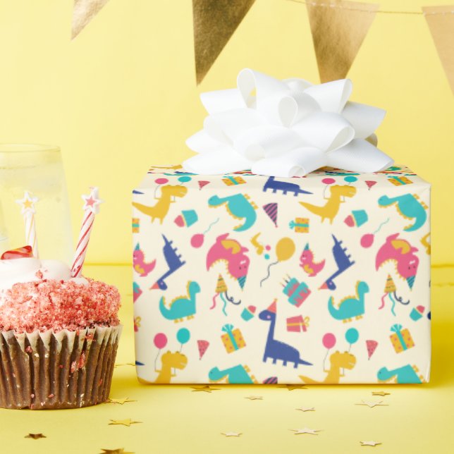 Papel De Regalo Patrón de cumpleaños de niños de tres ramas de din (Fiesta de cumpleaños )