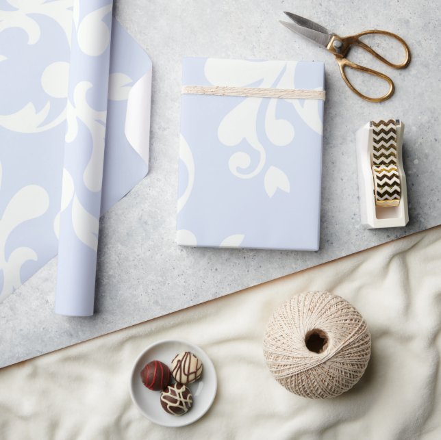 Papel De Regalo Patrón de Damasco Azul, Damasco Francés (Artesanía)